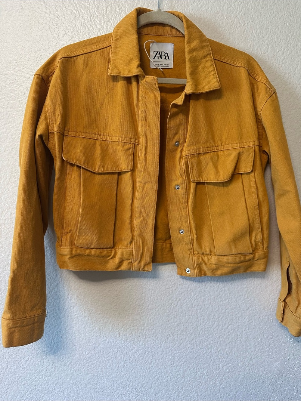 Zara Women's Cropped Mustard Denim Jacket
